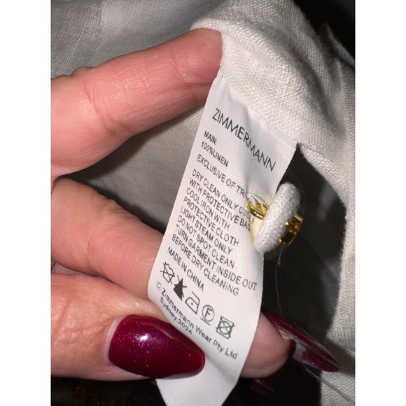 Zimmermann  Matchmaker Floral Linen Belted Mini Dress White Pink Yellow Size 8 - Picture 11 of 11